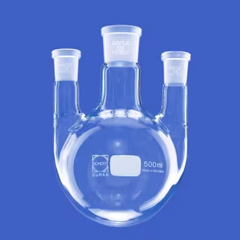 Ballon tricol fond rond en verre DURAN capacité 2 l rodage central 45/40 2 rodages latéraux droits 29/32