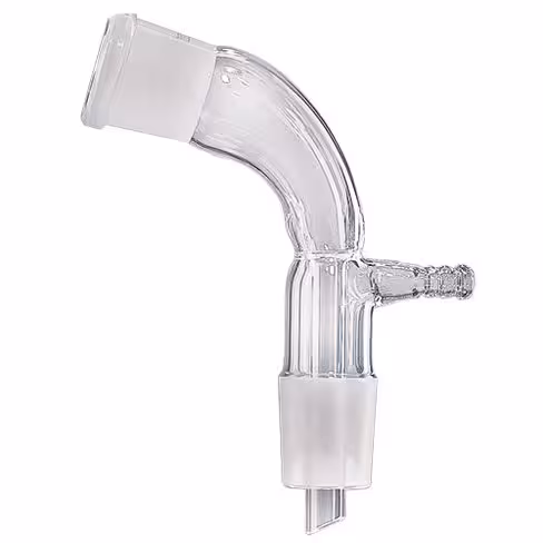 Allonge à distiller coudée avec olive en verre rodage F 29/32-rodage M 29/32