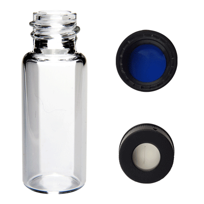 Kit flacons 2 ml kit screw vials 8 mm clear glass silicone/ptfe slit black caps no label x 1000