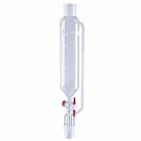 Ampoule à addition cylindrique isobare robinet PTFE rodage haut et bas 29/32 100 ml