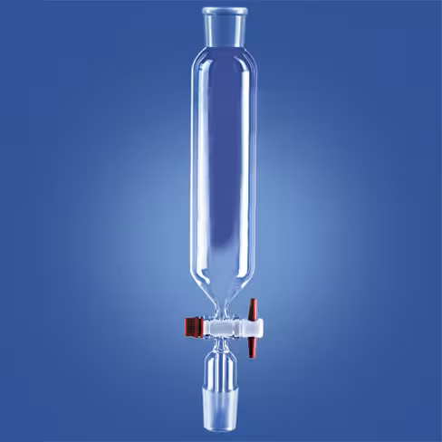 Ampoule à addition cylindrique non graduée robinet PTFE rodage haut et bas 19/26 100 ml