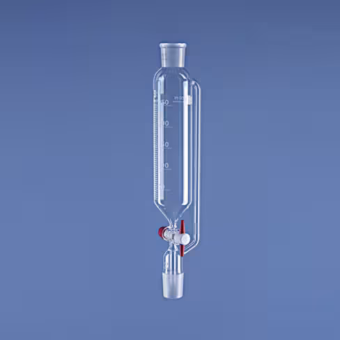 Ampoule à addition cylindrique isobare court robinet PTFE rodage haut et bas 19/26 100 ml