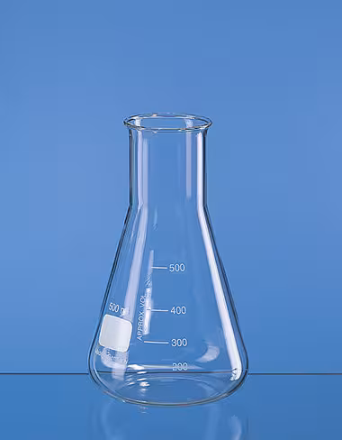 Fiole erle nmeyer col large 300 ml en verre borosilicaté 3.3 à bord évasé x 10