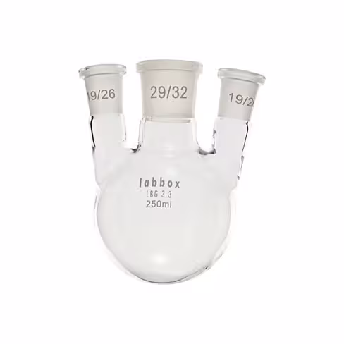 Ballon sphérique tricol droit rodé LBG 3.3 central 29/32 latéral 19/26 500 ml