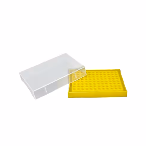 Boîte de stockage pour microtubes PCR de 0,2 ml pour 96 tubes jaune