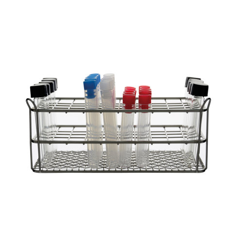 Portoir pour 10 x 5 tubes Ø 12 mm max en acier inox hauteur 60 mm