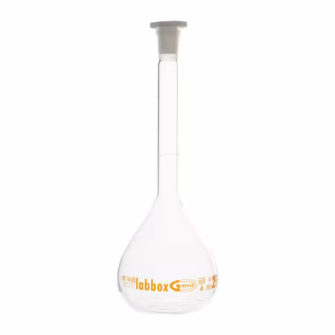 Fiole jaugée classe A avec certificat individuel 50 ml premium Line bouchon en plastique 12/21