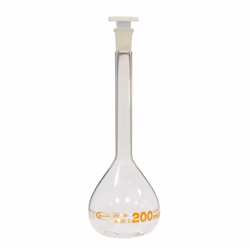 Fiole jaugée classe A 100 ml USP premium Line bouchon en plastique 14/23 x 2