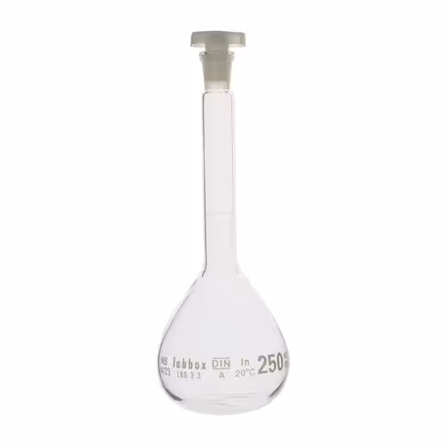 Fiole jaugée classe A 50 ml LBG 3.3 bouchon en plastique 12/21 x 2
