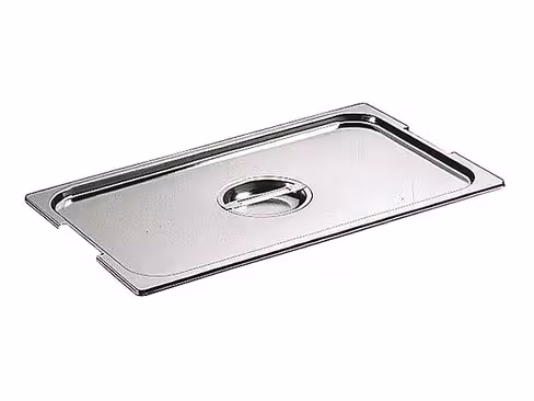 Couvercle inox avec poignée centrale GN 1/1 pour bacs avec anses fixes ou pliantes