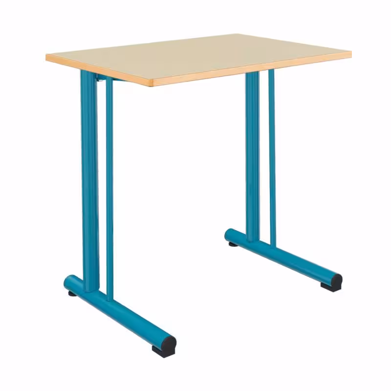 Table Poyla renforcée 70x50 cm T6 - beige Pyla/bleu-vert - chants alaisés bois - piétement bleu-vert récif - par 2