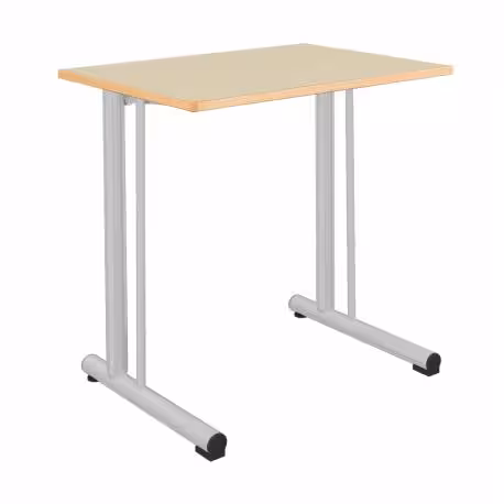 Table Poyla renforcée 70x50 cm T6 - beige Pyla/gris alu - chants alaisés bois - piétement gris alu - par 2