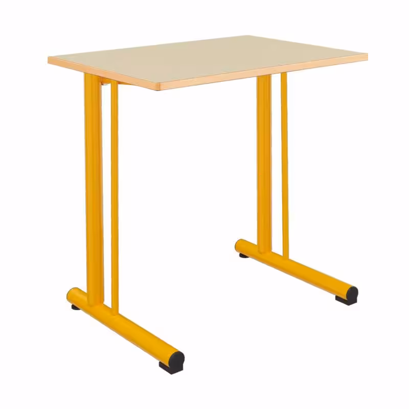 Table Polya renforcée 70x50 cm T6 - beige Pyla/jaune - chants alaisés bois - piétement jaune ducat - par 2