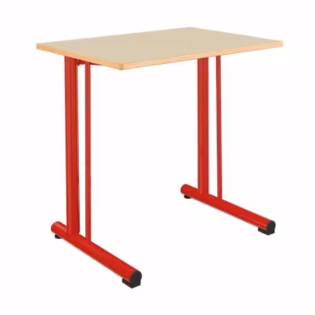 Table Polya renforcée 70x50 cm T6 - beige Pyla/rouge - chants alaisés bois - piétement rouge Orient - par 2