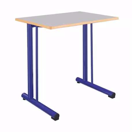 Table Polya renforcée 70x50 cm T6 - gris nimbus/bleu - chants alaisés bois - piétement bleu Ouessant - par 2