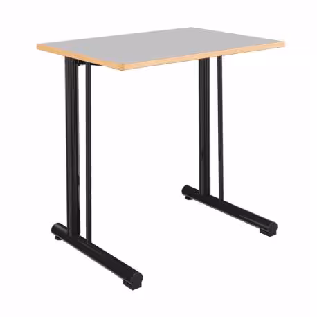 Table Polya renforcée 70x50 cm T6 - grix nimbus/noir - chants alaisés bois - piétement noir Pékin - par 2