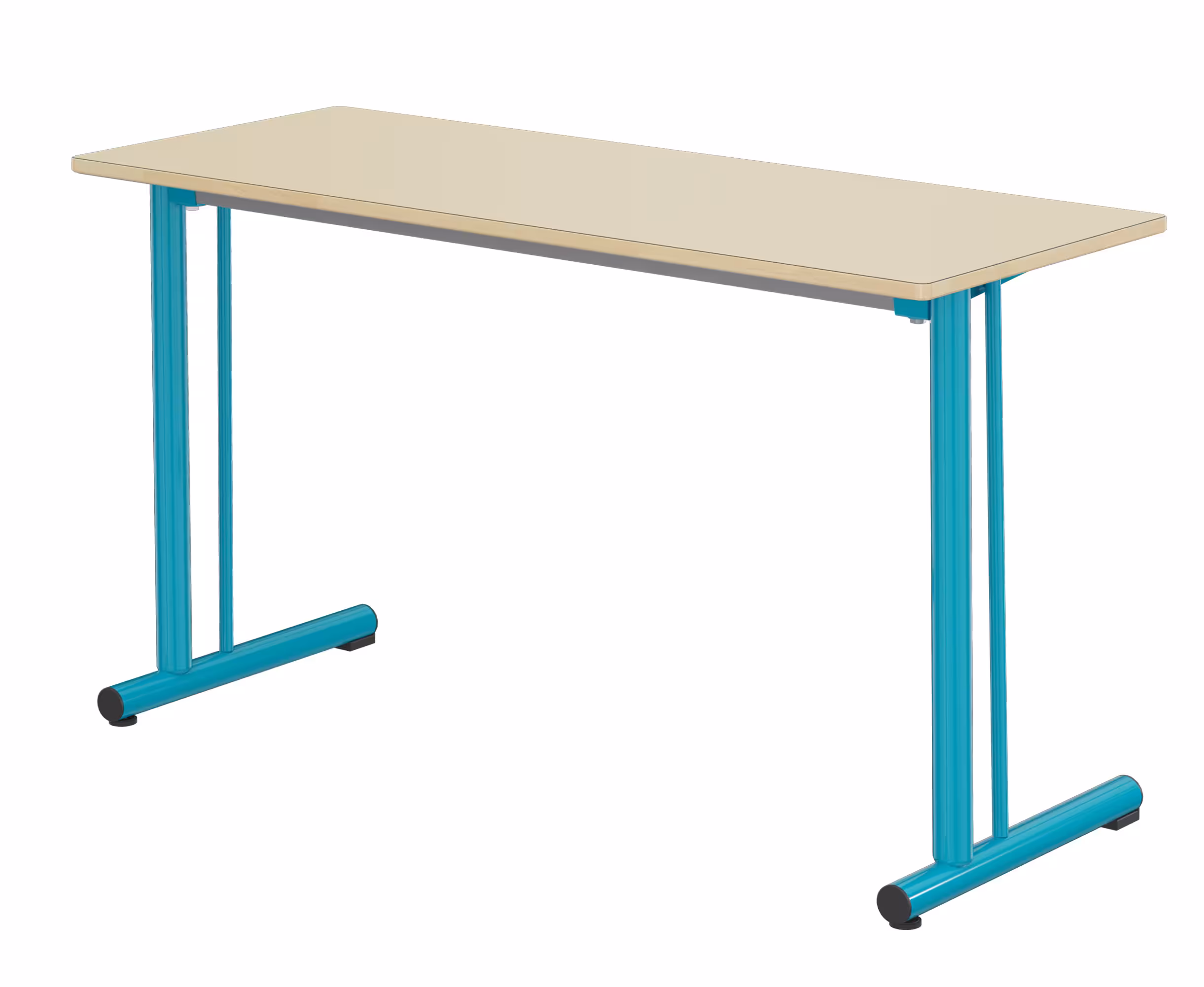 Table Polya renforcée 130x50 cm T6 - beige Pyla/bleu-vert - chants alaisés bois - piétement bleu-vert récif - par 2
