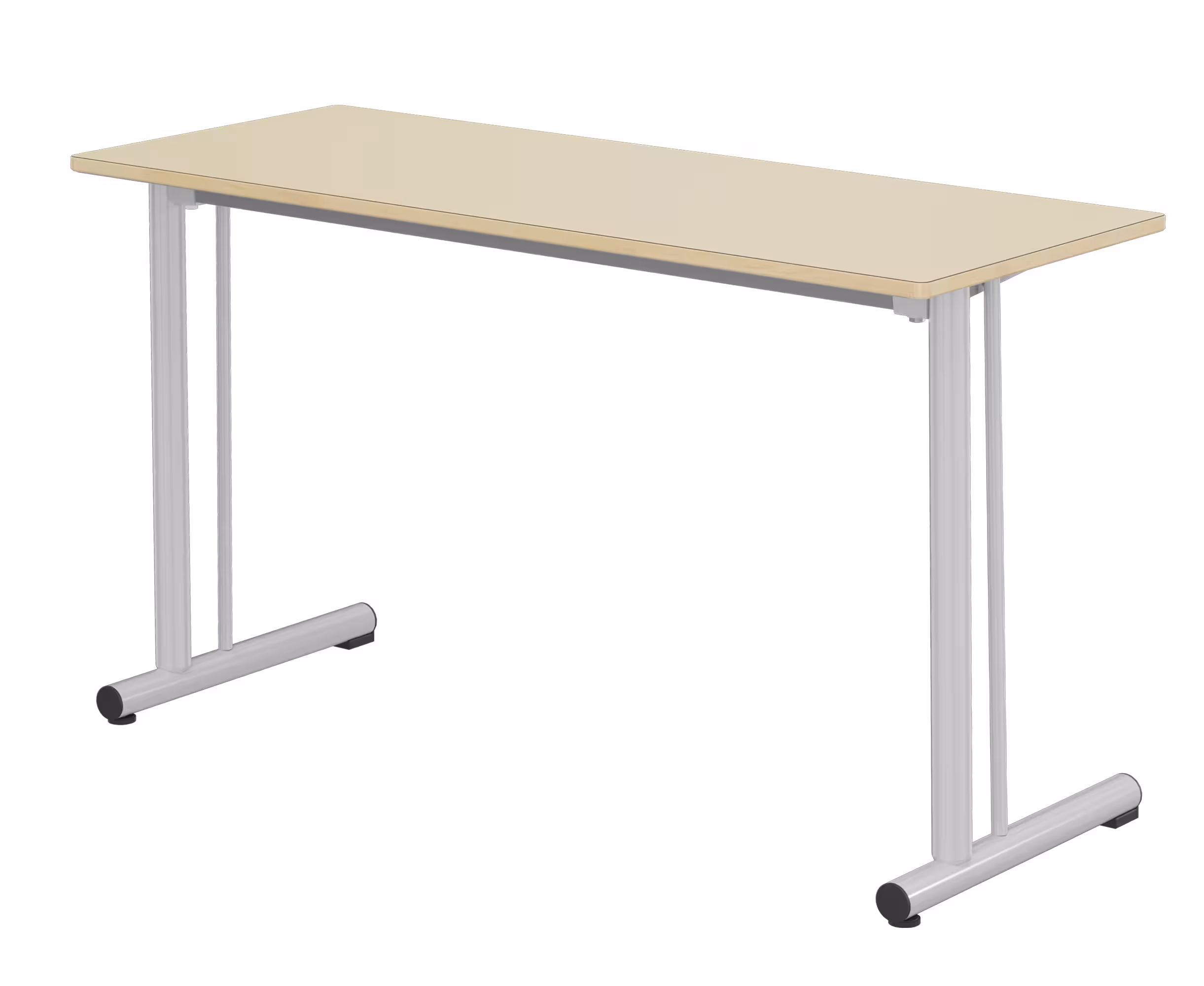 Table Polya renforcée 130x50 cm T6 - beige Pyla/gris alu - chants alaisés bois - piétement gris alu - par 2