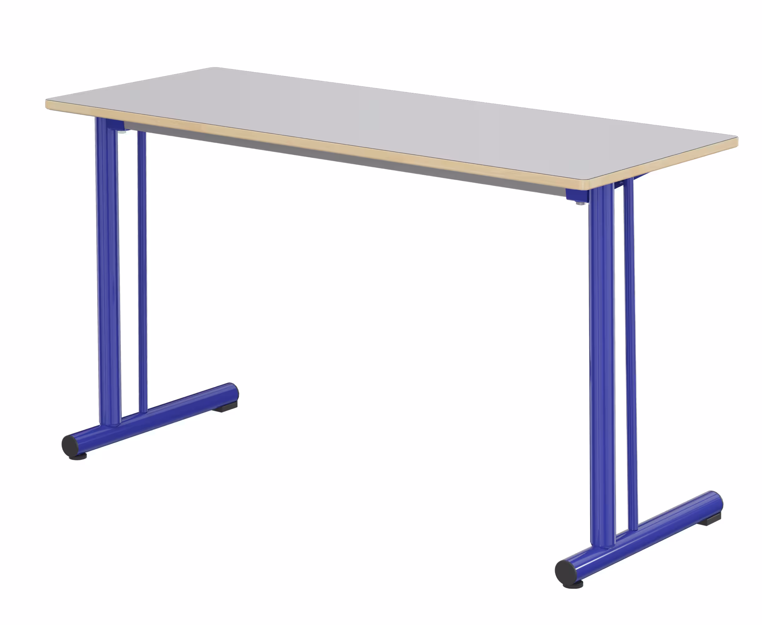 Table Polya renforcée 130x50 cm T6 - gris nimbus/bleu - chants alaisés bois - piétement bleu Ouessant - par 2