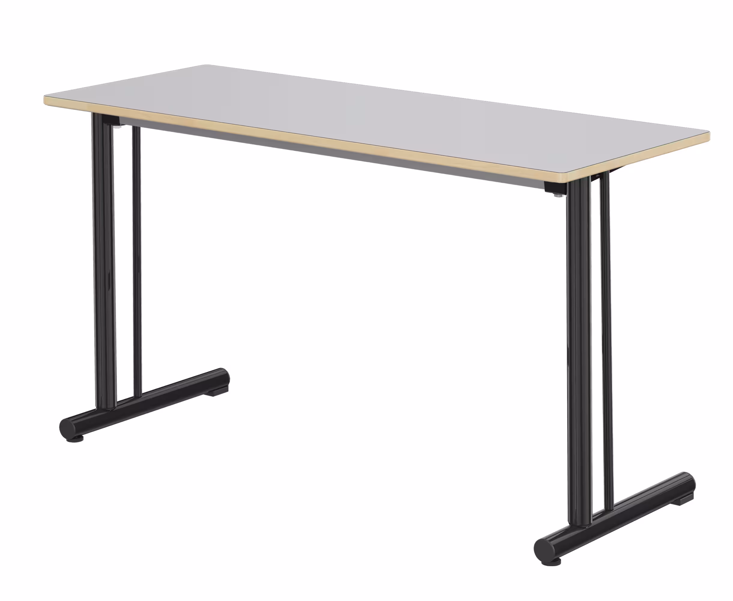 Table Polya renforcée 130x50 cm T6 - gris nimbus/noir - chants alaisés bois - piétement noir Pékin - par 2