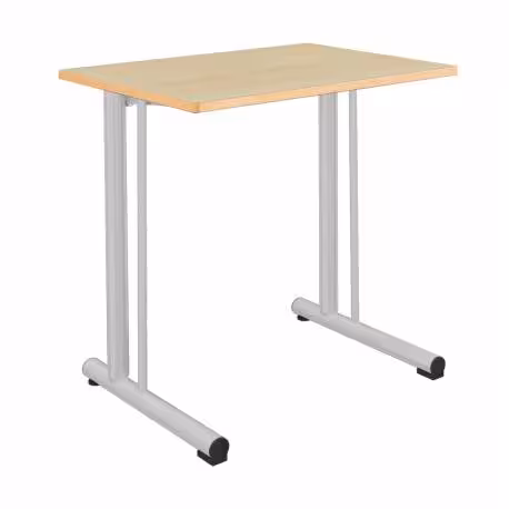 Table Polya renforcée 70x50 cm T6 - hêtre miel/gris - chants alaisés bois - piétement gris alu - par 2