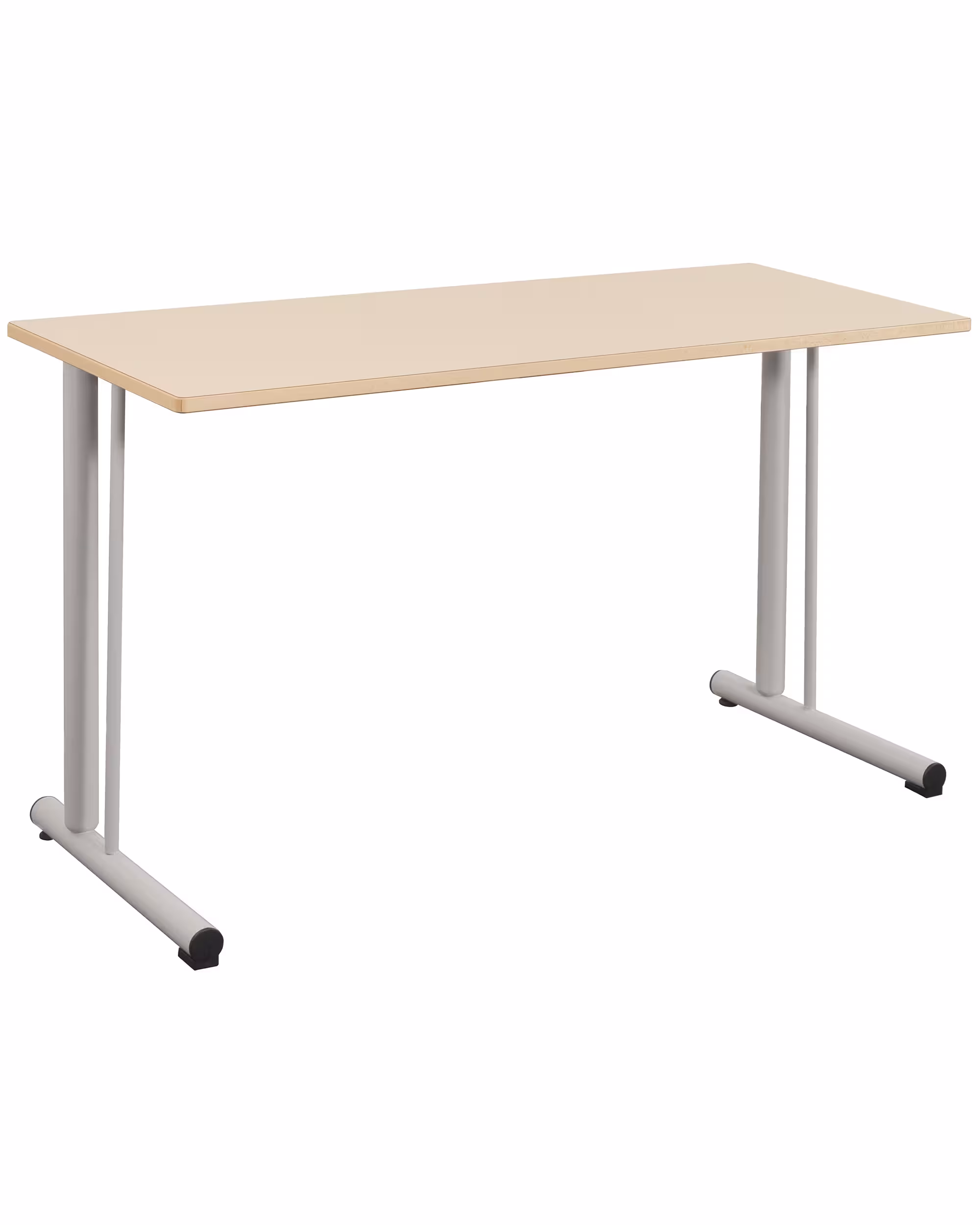 Table Polya renforcée 130x50 cm T6 - hêtre miel/gris - chants alaisés bois - piétement gris alu - par 2