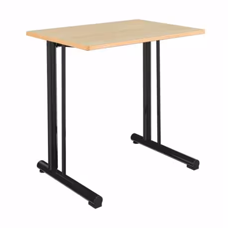 Table Polya renforcée 70x50 cm T6 - hêtre miel/noir - chants alaisés bois - piétement noir Pékin - par 2