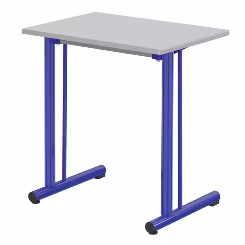 Table Polya renforcée 70x50 cm T6 - gris nimbus/bleu - chants surmoulés - piétement bleu Ouessant - par 2