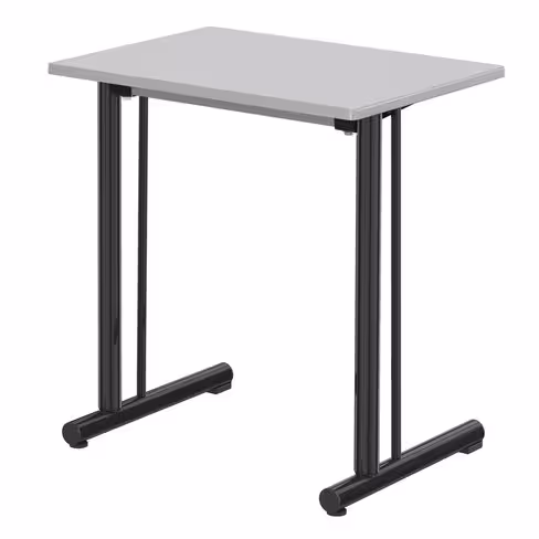 Table Polya renforcée 70x50 cm T6 - gris nimbus/noir - chants surmoulés - piétement noir Pékin - par 2