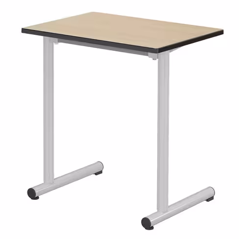 Table Polya 70x50 cm T6 - hêtre miel/gris alu - chants surmoulés - piétement gris alu - par 2