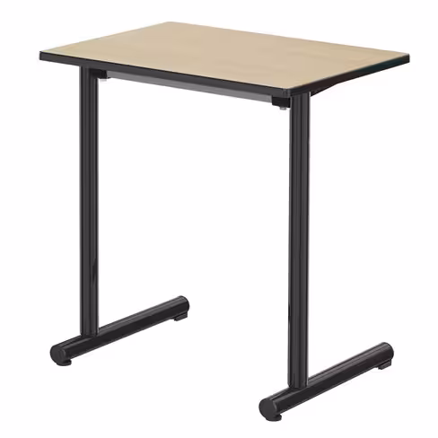 Table Polya 70x50 cm T6 - hêtre miel/noir Pékin - chants surmoulés - piétement noir Pékin - par 2