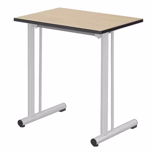 Table Polya renforcée 70x50 cm T6 - hêtre miel/gris - chants surmoulés - piétement gris alu - par 2