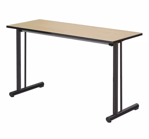 Table Polya renforcée 130x50 cm T6 - hêtre miel/noir - chants surmoulés - piétement noir Pékin - par 2