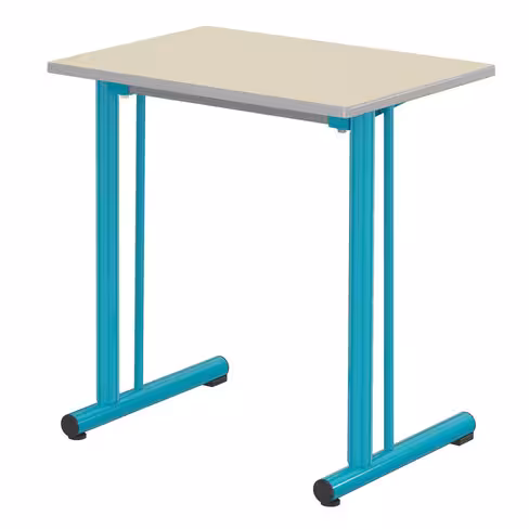 Table Polya renforcée 70x50 cm T6 - beige Pyla/bleu-vert - chants surmoulés gris - piétement bleu-vert récif -