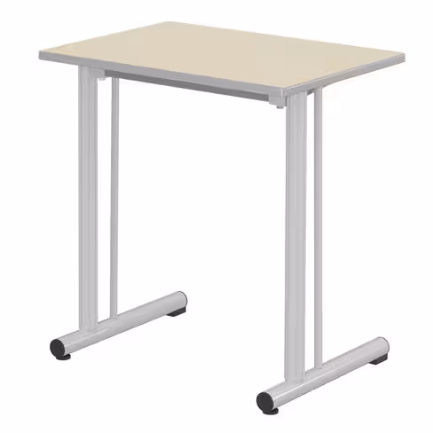 Table Polya renforcée 70x50 cm T6 - beige Pyla/gris alu - chants surmoulés gris - piétement gris alu - par 2