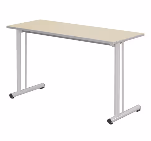 Table Polya renforcée 130x50 cm T6 - beige Pyla/gris alu - chants surmoulés gris - piétement gris alu - par 2