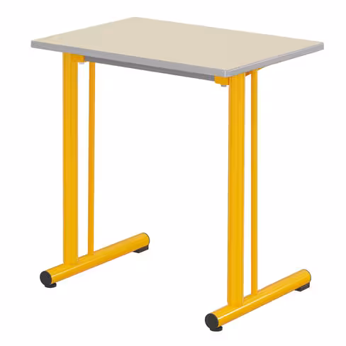 Table Polya renforcée 70x50 cm T6 - beige Pyla/jaune - chants surmoulés gris - piétement jaune ducat - par 2