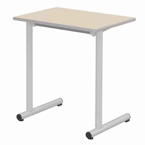 Table Polya 70x50 cm T6 - beige Pyla/gris alu - chants surmoulés gris - piétement gris alu - par 2