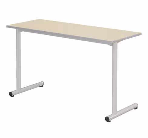 Table Polya 130x50 cm T6 - beige Pyla/gris alu - chants surmoulés gris - piétement gris alu - par 2