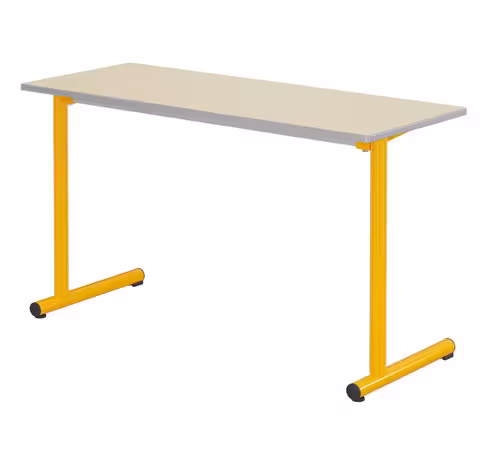 Table Polya 130x50 cm T6 - beige Pyla/jaune ducat - chants surmoulés gris - piétement jaune ducat - par 2