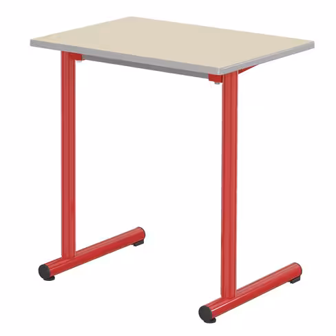 Table Polya 70x50 cm T6 - beige Pyla/rouge Orient - chants surmoulés gris - piétement rouge Orient - par 2