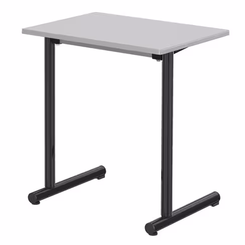 Table Polya 70x50 cm T6 - gris nimbus/noir Pékin - chants surmoulés - piétement noir Pékin - par 2