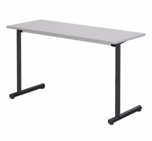 Table Polya 130x50 cm T6 - gris nimbus/noir Pékin - chants surmoulés - piétement noir Pékin - par 2