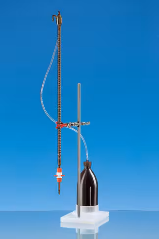 Burette à zéro automatique silberbrand verre brun 50 mlflacon pe 1 l