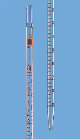 Pipette graduée sérologie écoulement total 25 ml:0,1 ml ø de pointe 3 mm x 6