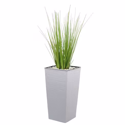 Jardinière polypropylène - l. 30 x h. 57 x pr. 30 cm - avec plante Oignon Grass h. 79 cm