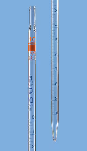 Pipette graduée Blaubrand classe AS type1 25:0,1 ml écoulement total p corde coton
