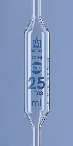 Pipette jaugée Blaubrand classe AS att conformité 50 ml 2 traits