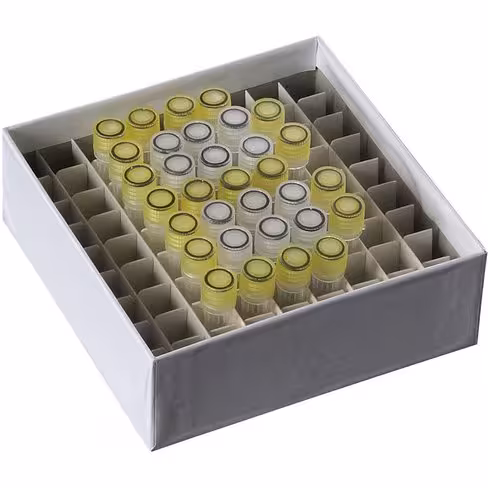 Boîte cryogénique PlastiqueCoat pour microtubes hauteur 76 mm 100 puits
