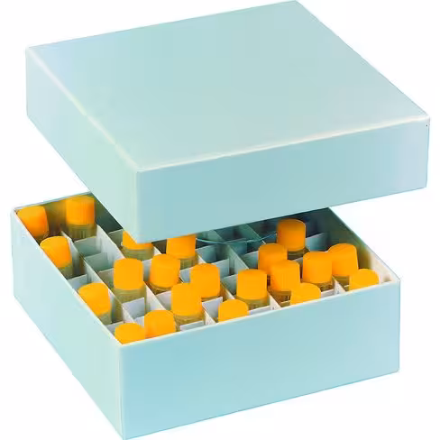 Boîte cryogénique 130 x 130 mm carton rigide h127 mm 9 x tubes Falcon 50 ml (Ø 30 mm)